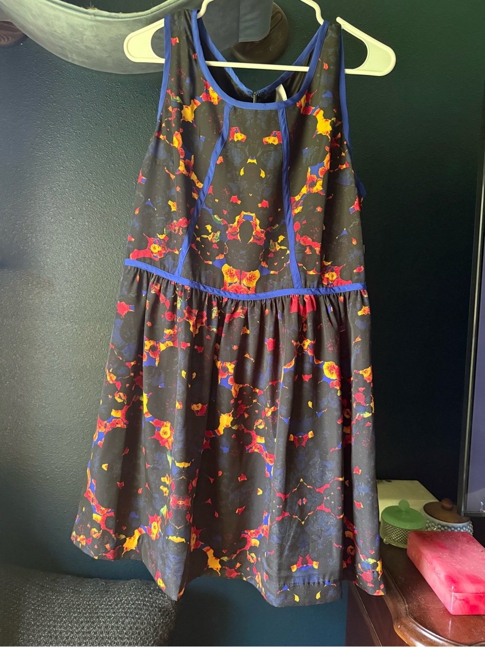 Kensie Black Sleeveless Dress with Red, Yellow & Blue Accents